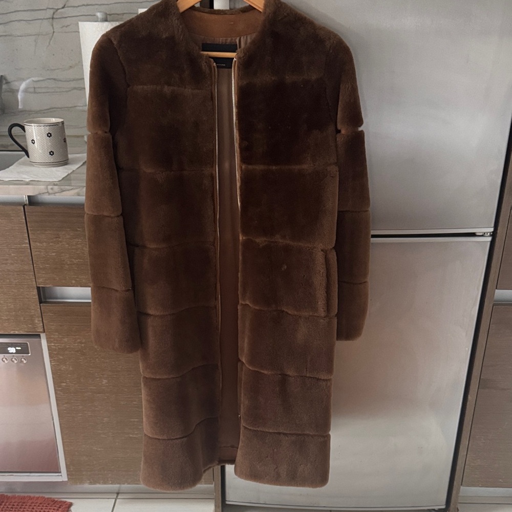 Massimo Dutti Chocolate Teddy Jacket